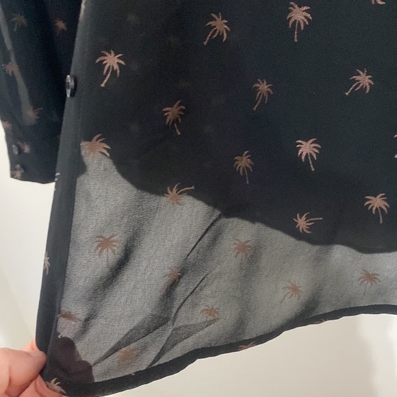 Lane Bryant Womens Sheer Palm Trees Blouse 14/16 Black Long Sleeve Drapey Ladies - Picture 8 of 15